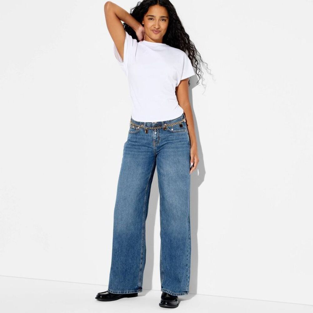 Women's Ultra Low-Rise Baggy Jeans - Wild Fable Medium Wash 8